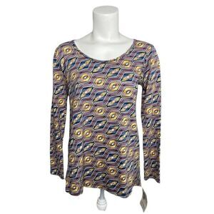 LuLaRoe Lynnae Multicolor Geometric Long Sleeve Top Sz Small NEW‎
